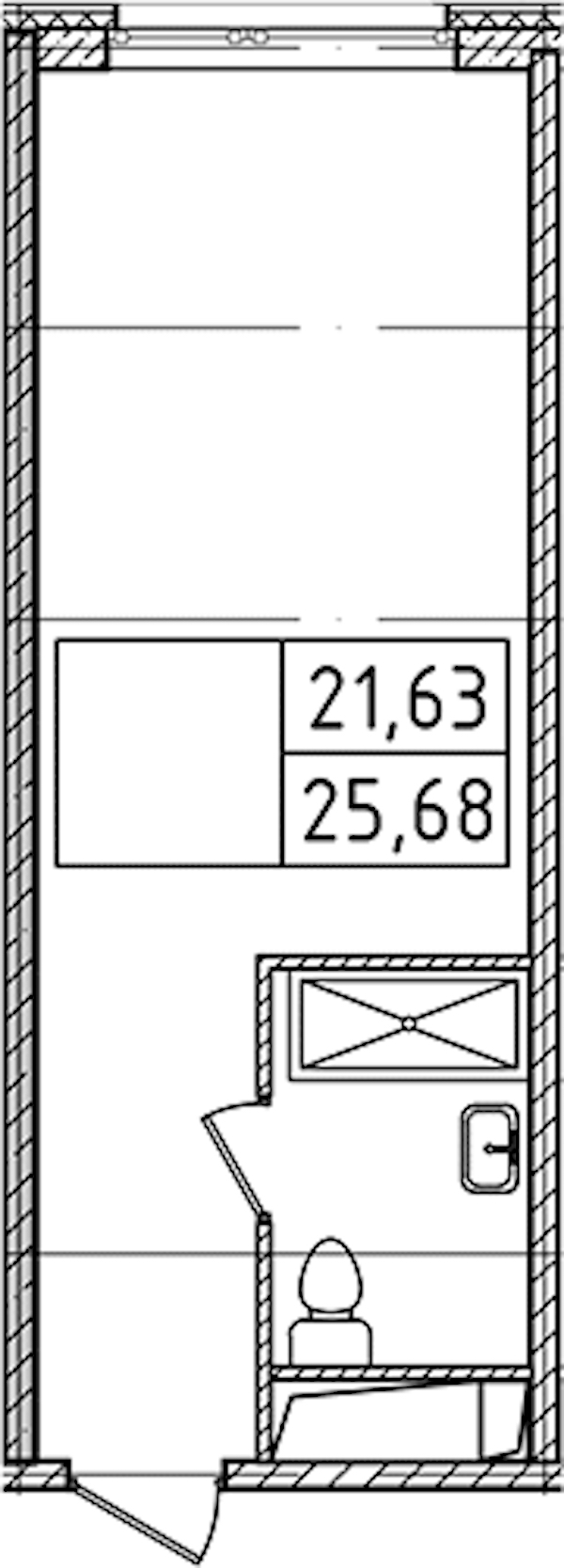 Квартира студия 25.68 м², 11/14 эт., Комплекс апартаментов «Ladozhsky Avenir»
